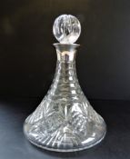 J A Campbell Silver Collar Crystal Ships Decanter