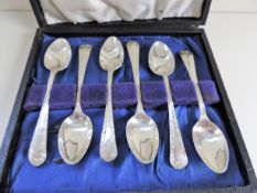 Cased Set Antique Silver Plated Tea Spoons