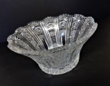 Vintage Bohemian Hand Cut Crystal Bowl Large 26cm wide