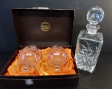 Thomas Webb Crystal Brandy Glasses & Decanter Drinks Set