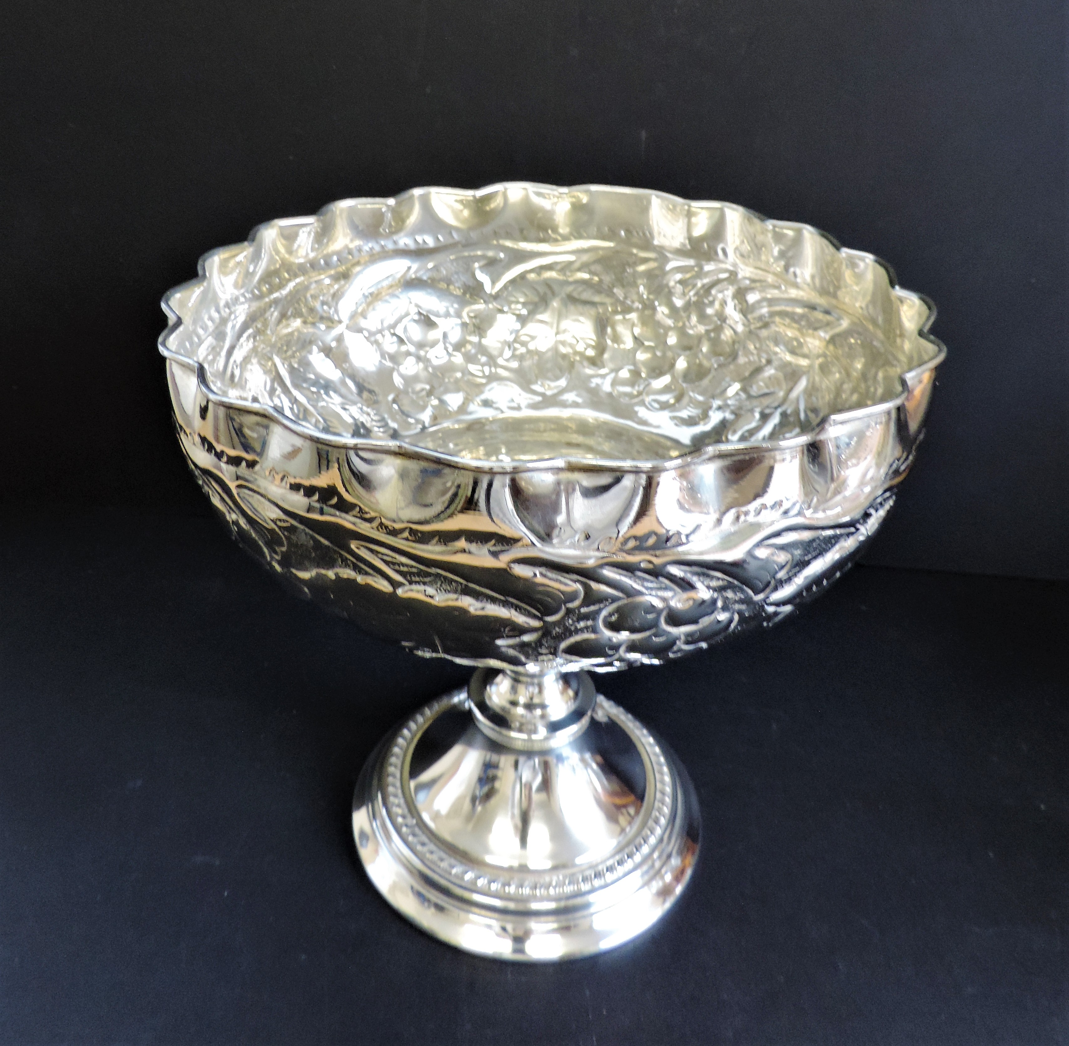 Antique Repousse Silver Plate Centrepiece Bowl 23cm Tall - Image 2 of 7