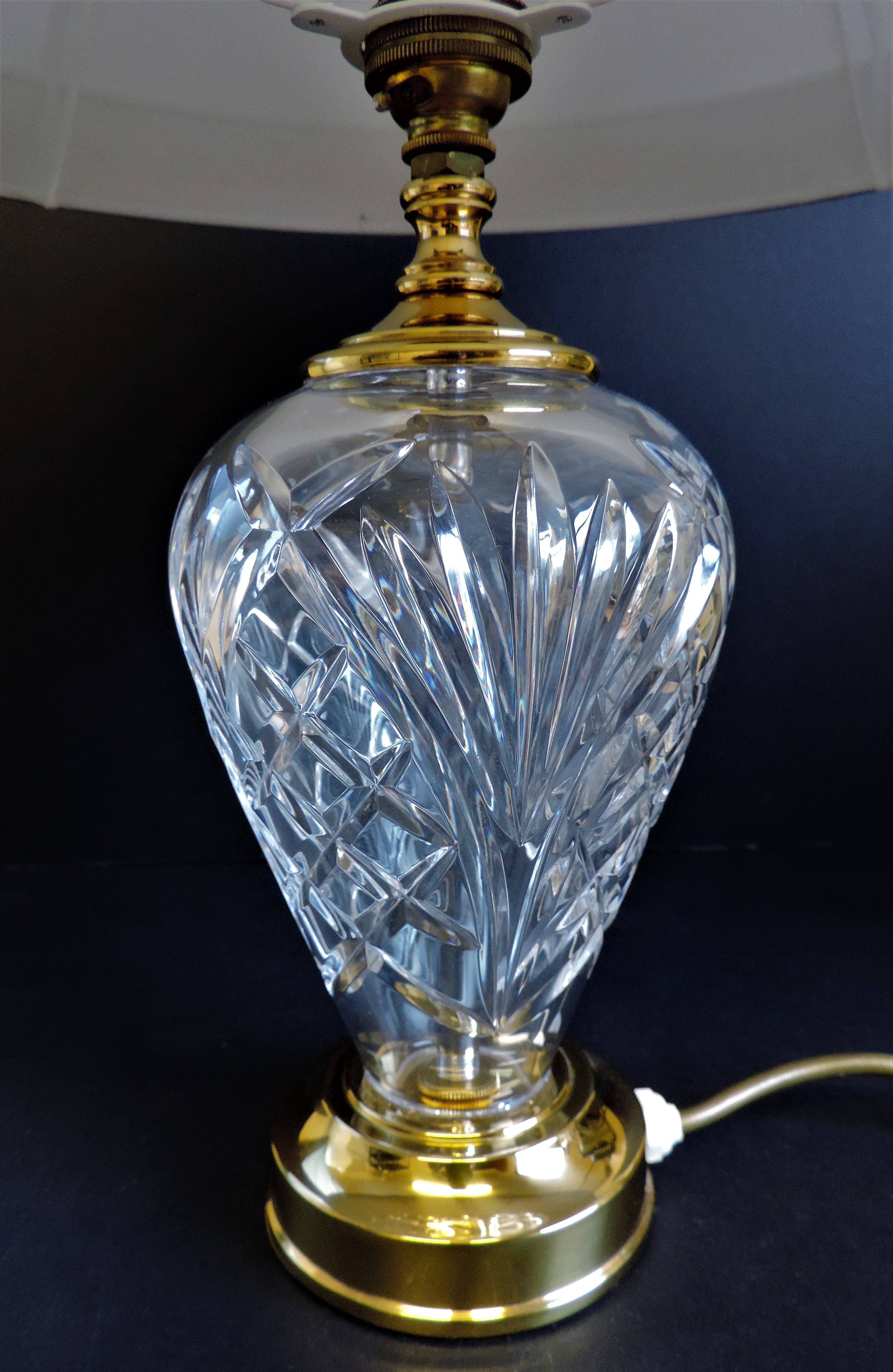 Waterford Kilkenny Crystal Lamp & Original Silk Shade - Image 6 of 7