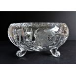 Vintage Bohemian Crystal Footed Bowl 23cm Wide