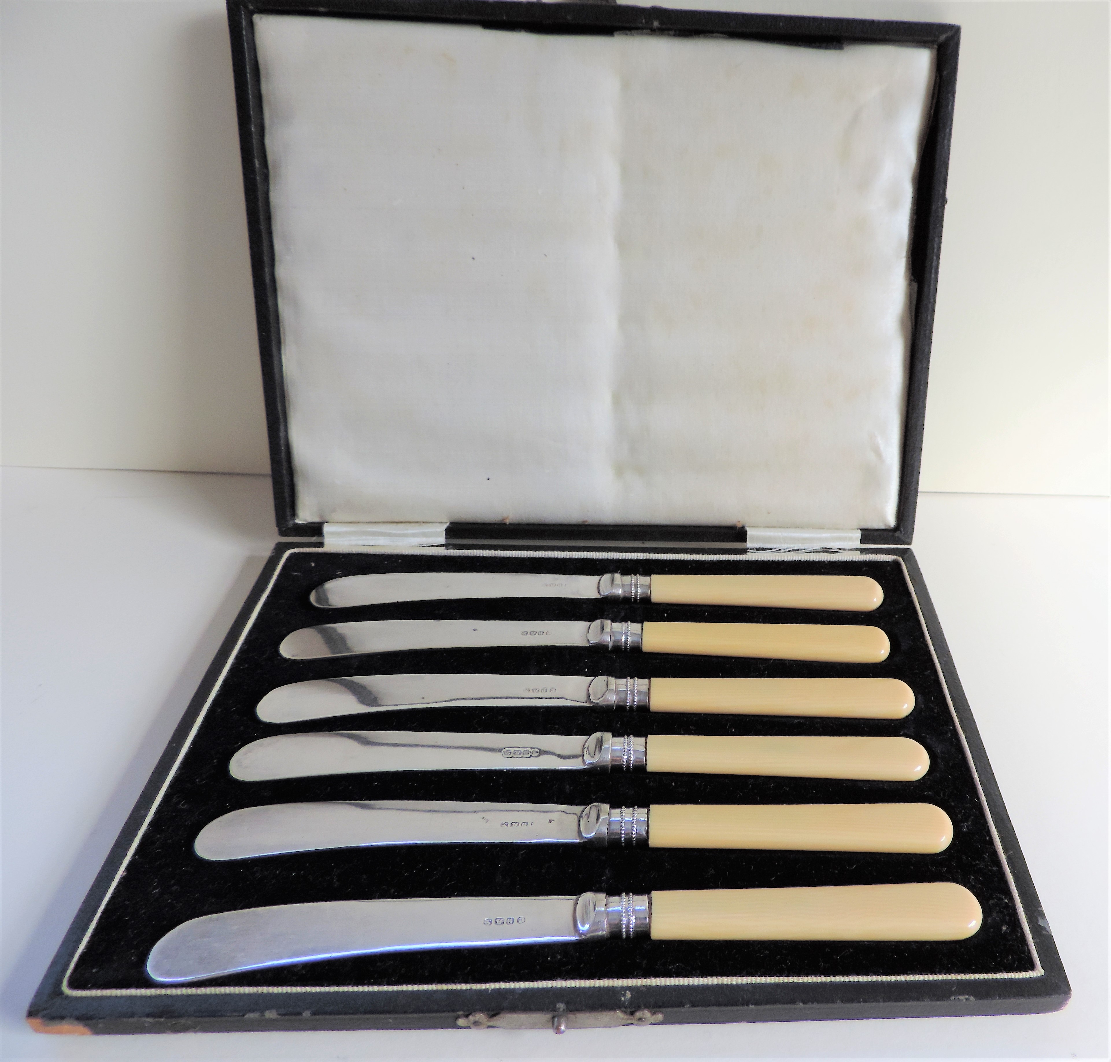 Cased Set Antique Silver Plated Butter Knives - Image 2 of 3