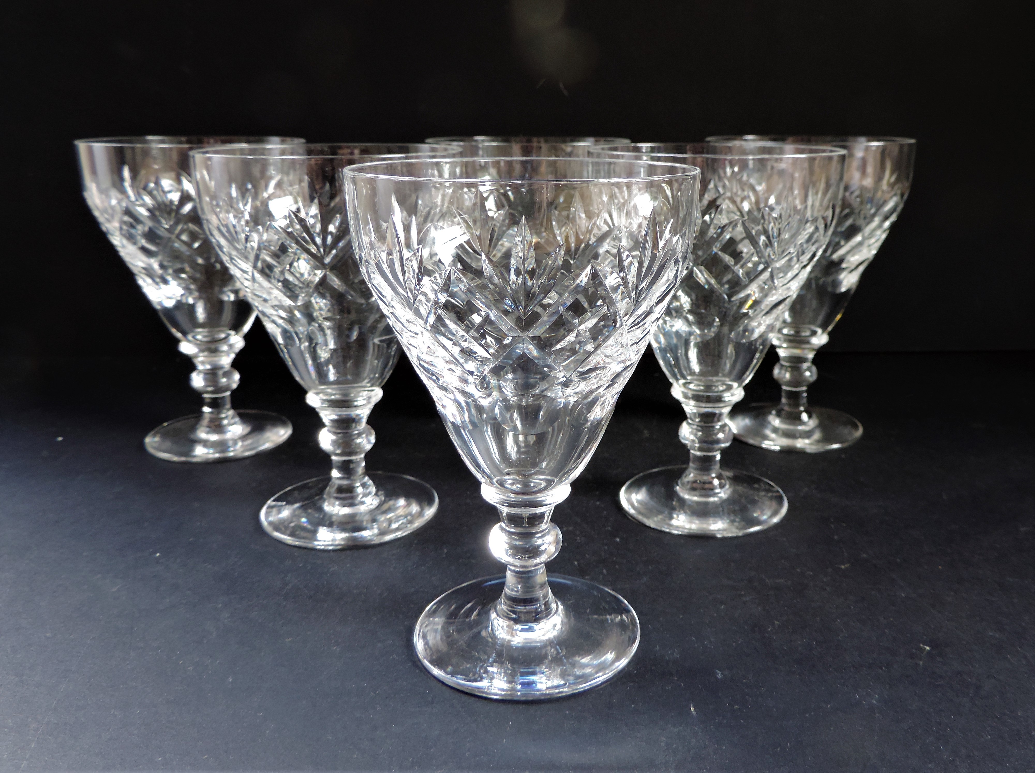 Vintage Crystal Wine Glasses Matching Set of 6