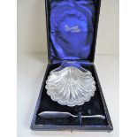 Silver Plated Shell Shaped Butter Dish & Knife in Presentation Case