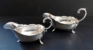 Pair of Antique Silver Plated Gravy/Sauce Boats