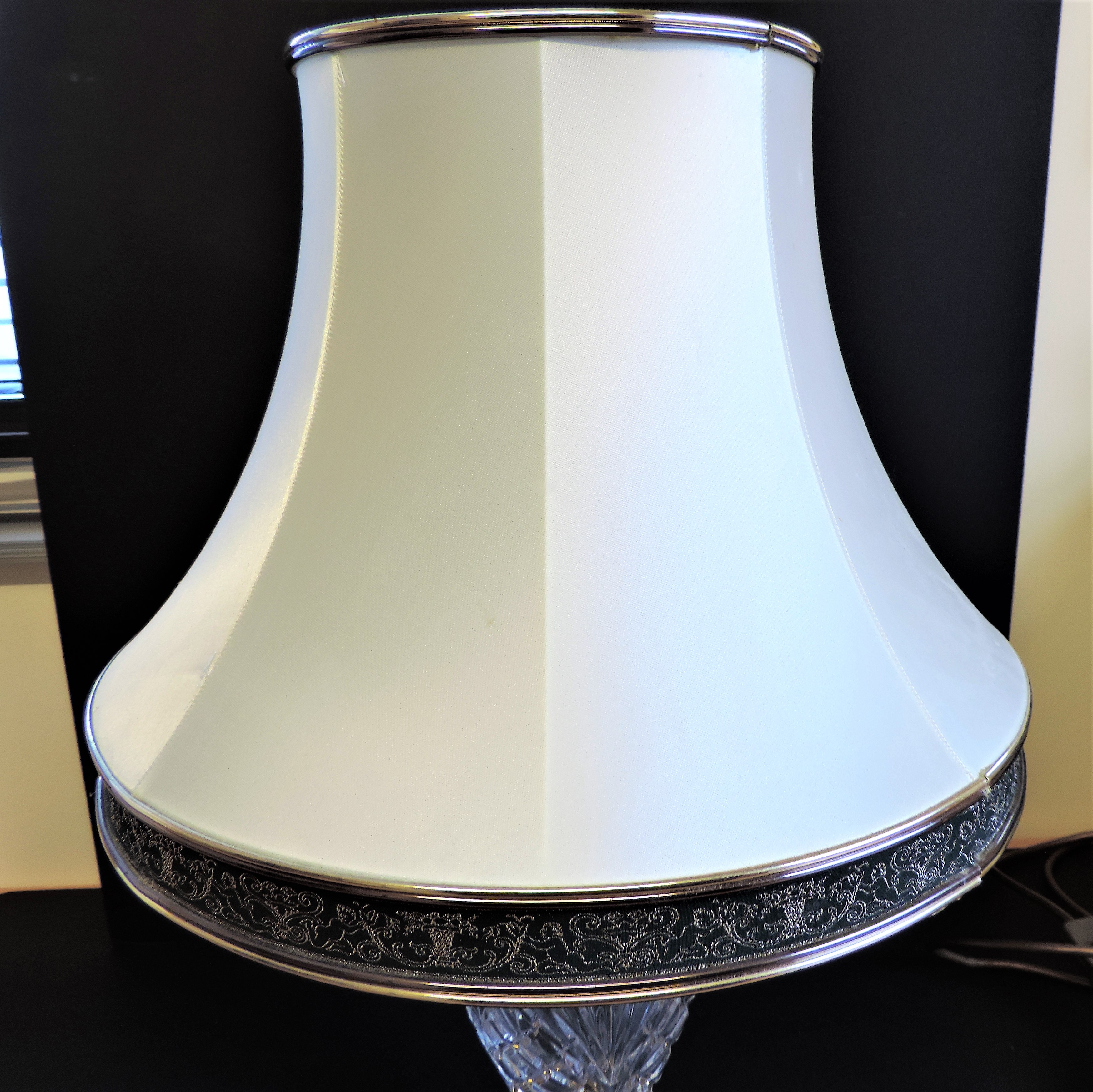 Waterford Kilkenny Crystal Lamp & Original Silk Shade - Image 7 of 7