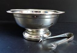 Vintage Arthur Price Silver Plated Sugar Bowl & Tongs