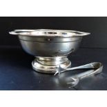 Vintage Arthur Price Silver Plated Sugar Bowl & Tongs