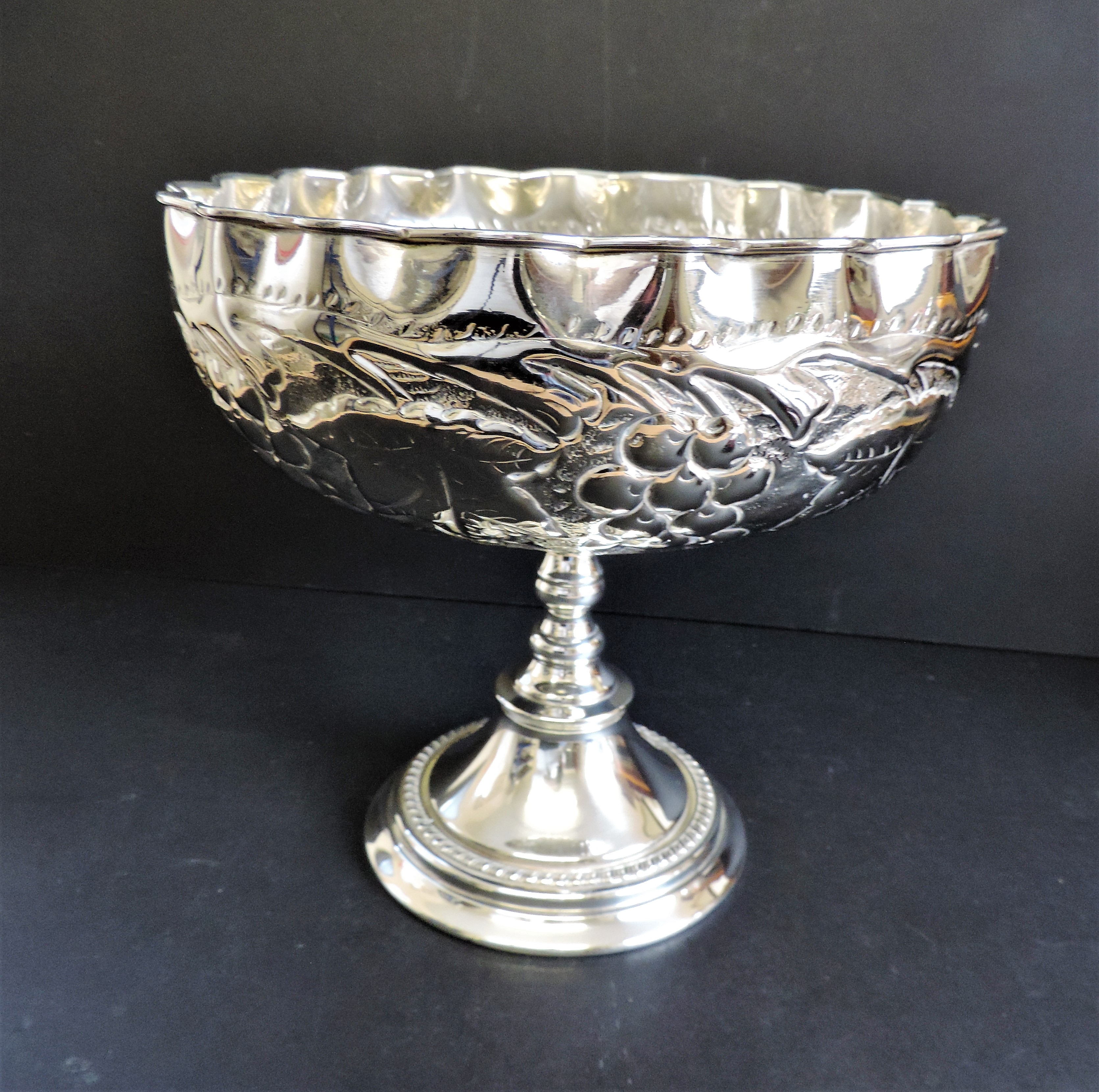 Antique Repousse Silver Plate Centrepiece Bowl 23cm Tall - Image 7 of 7