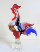 Large Vintage Murano Glass Rooster Sculpture 30cm Tall