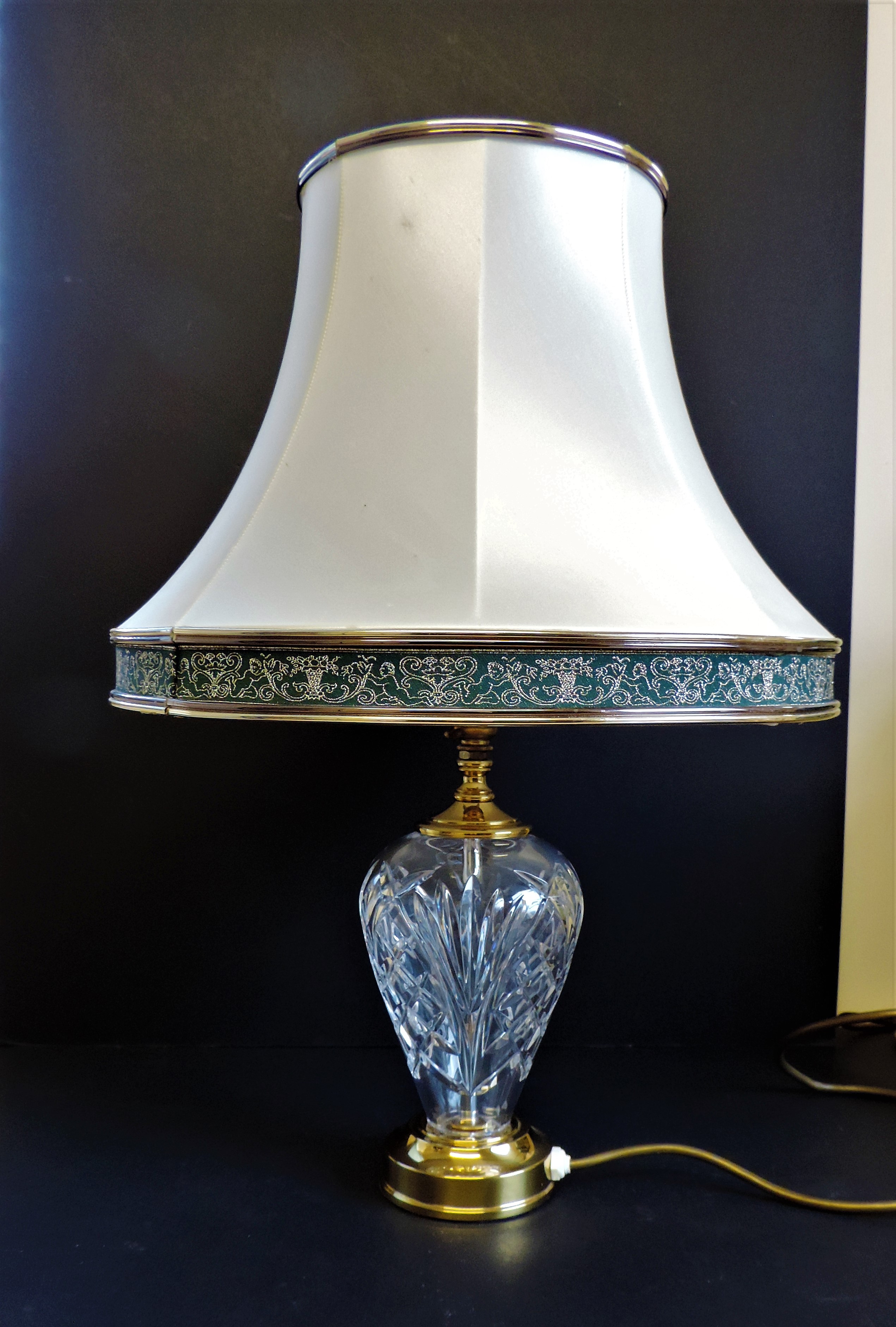 Waterford Kilkenny Crystal Lamp & Original Silk Shade - Image 4 of 7