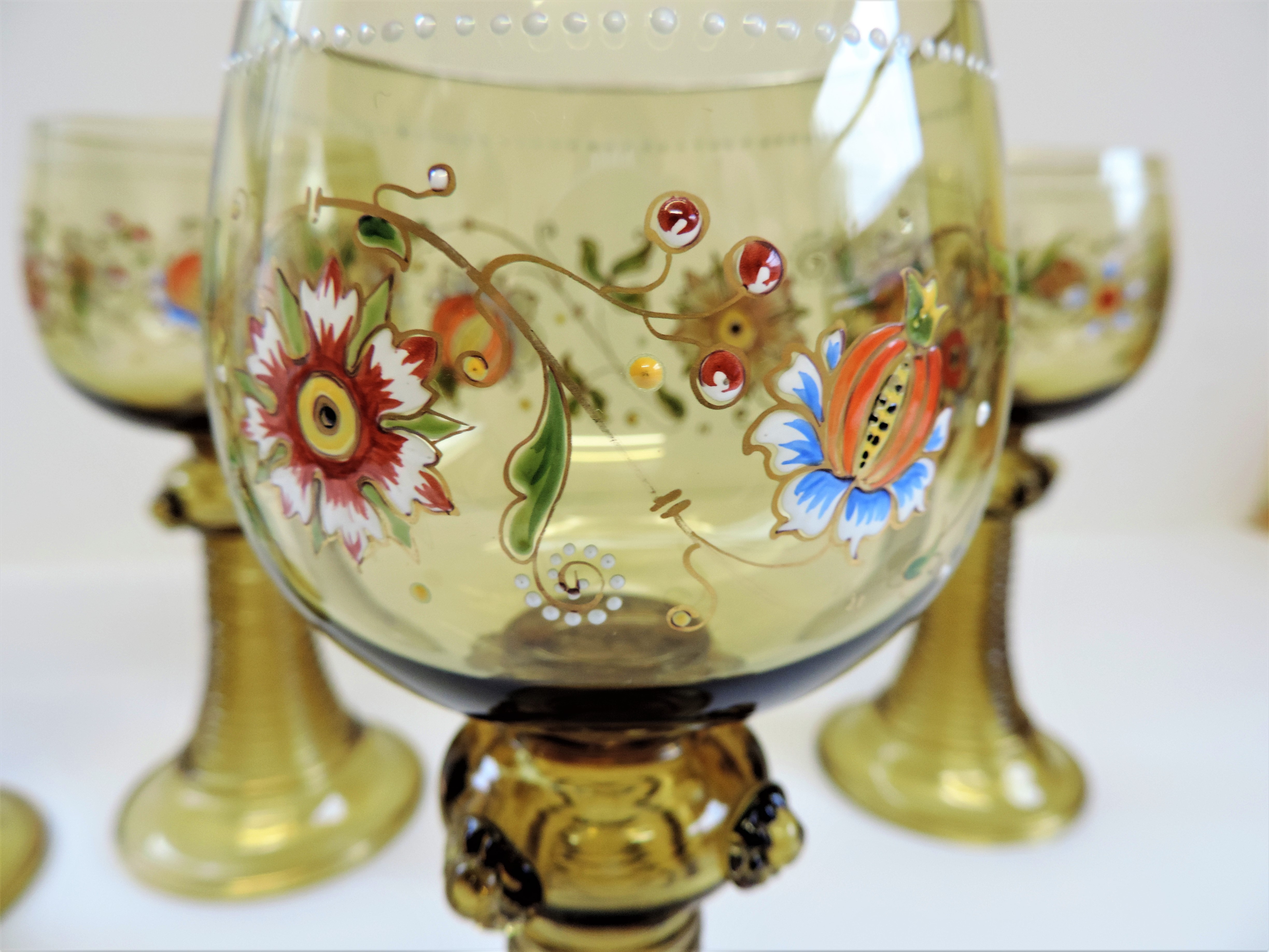 Set of 4 Antique Bohemian Fritz Herkert Roemer Hock Glasses - Image 22 of 26