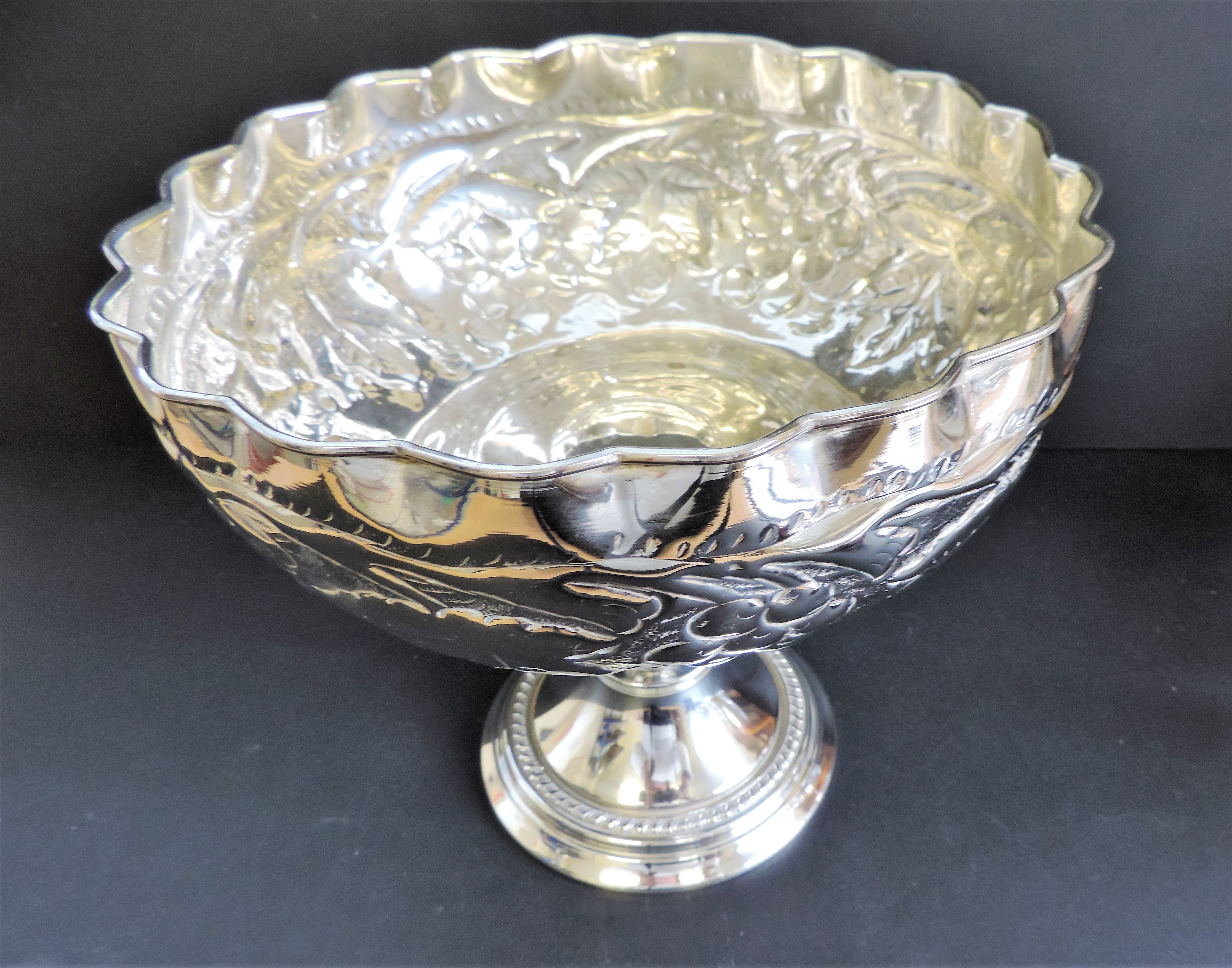 Antique Repousse Silver Plate Centrepiece Bowl 23cm Tall - Image 6 of 7