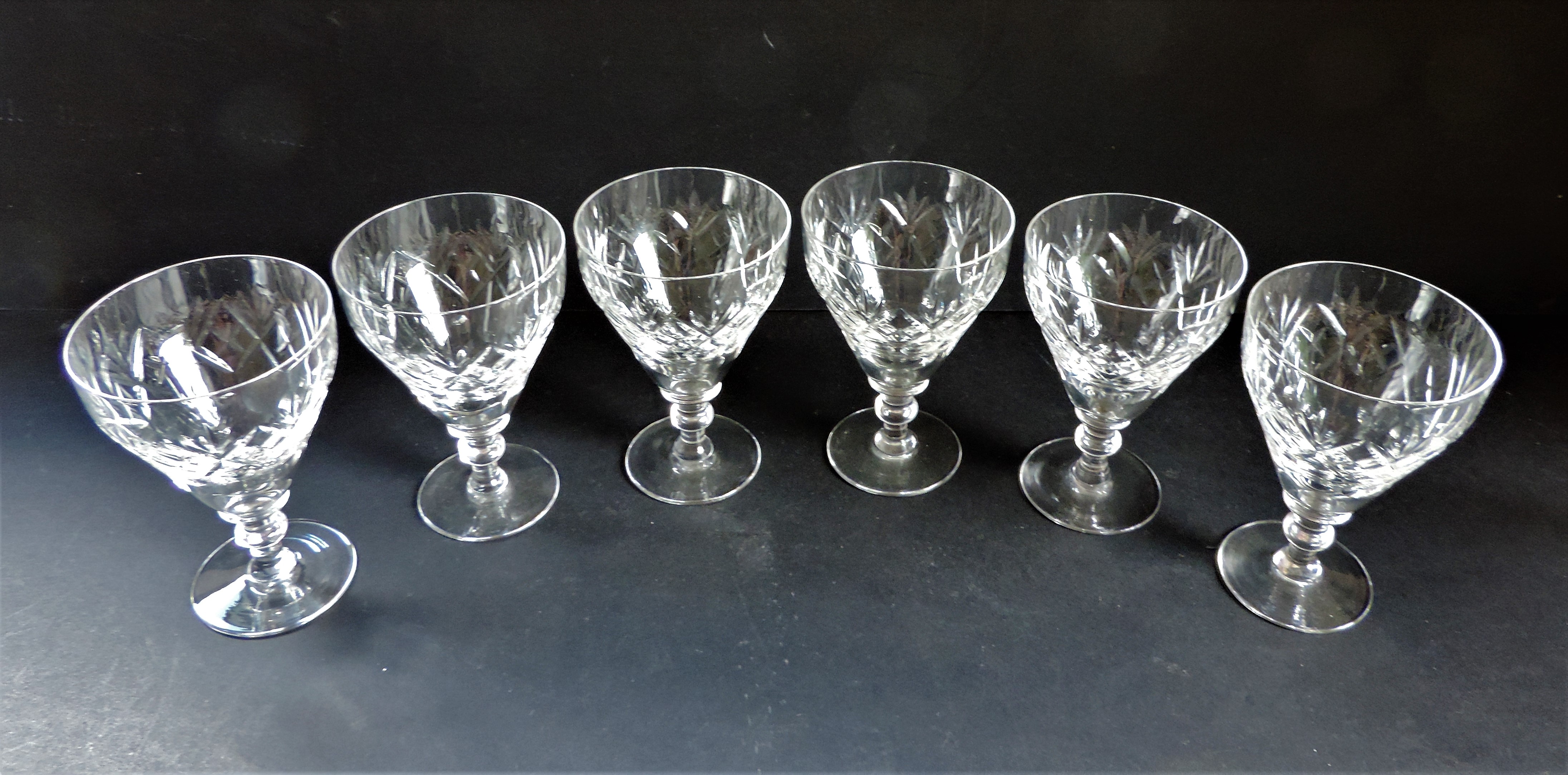 Vintage Crystal Wine Glasses Matching Set of 6 - Image 3 of 3