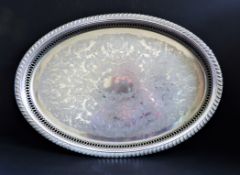 Large Vintage Silver Plated Serving Tray 47cm long