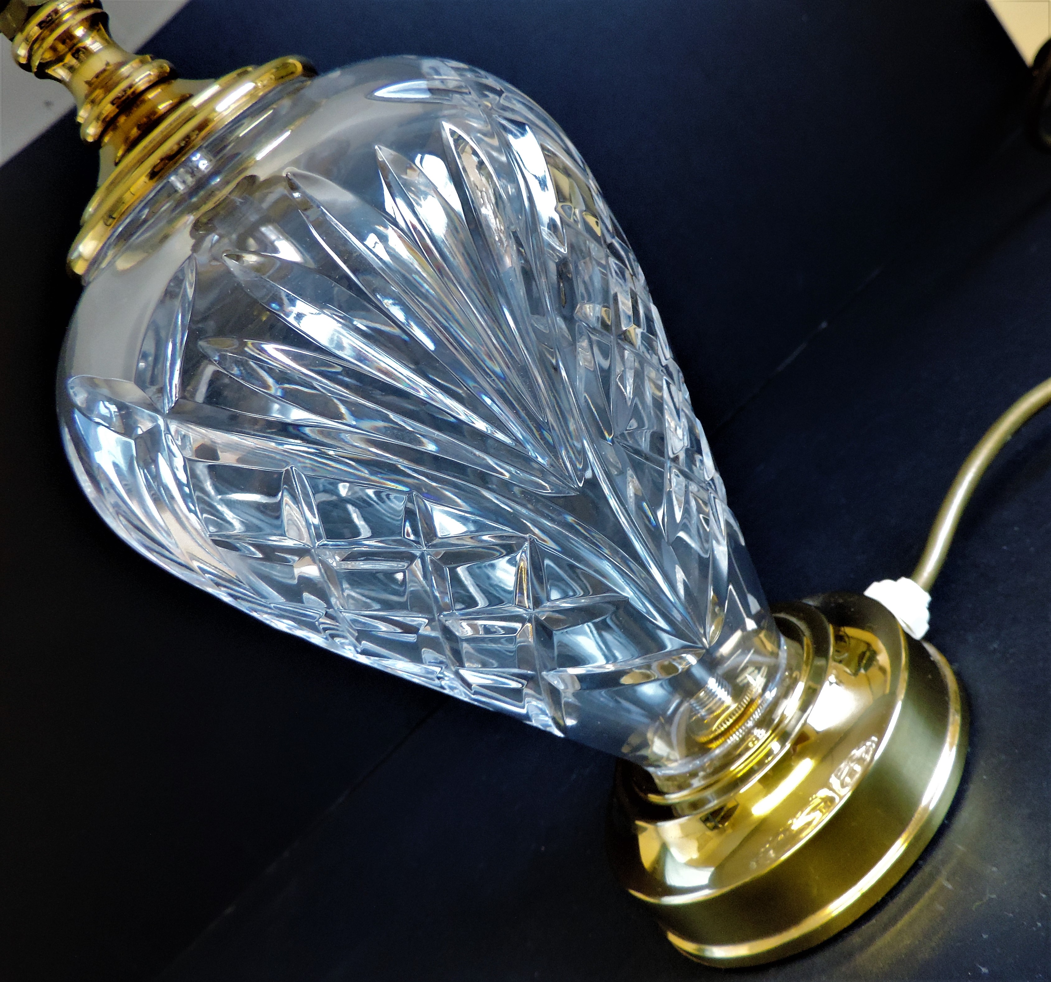 Waterford Kilkenny Crystal Lamp & Original Silk Shade - Image 5 of 7