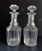 Pair Antique Georgian Glass Decanters