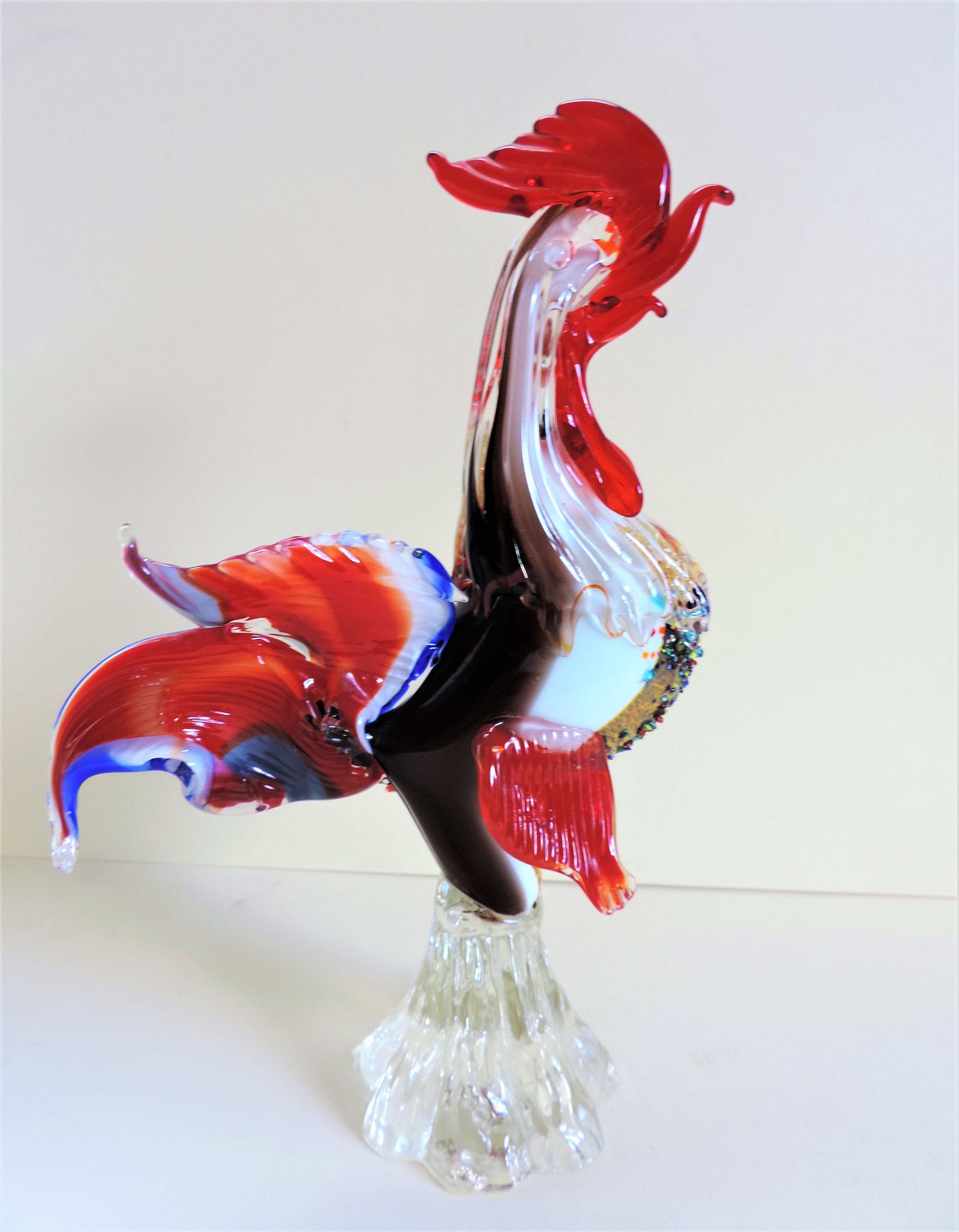 Large Vintage Murano Glass Rooster Sculpture 30cm Tall - Image 7 of 7