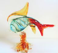 Vintage Murano Glass Fish Sculpture 28cm Tall