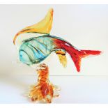 Vintage Murano Glass Fish Sculpture 28cm Tall