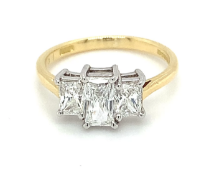 1.11ct radiant cut diamond ring set in 18kt white and yellow gold