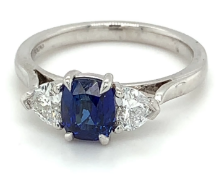 2.03ct total weight sapphire and diamond ring set in platinum