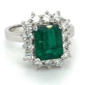 Natural emerald and diamond ring 3.75ct total weight set in 18kt white gold