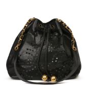 Chanel Black CC Perforated Caviar Leather Vintage Timeless Bucket Bag