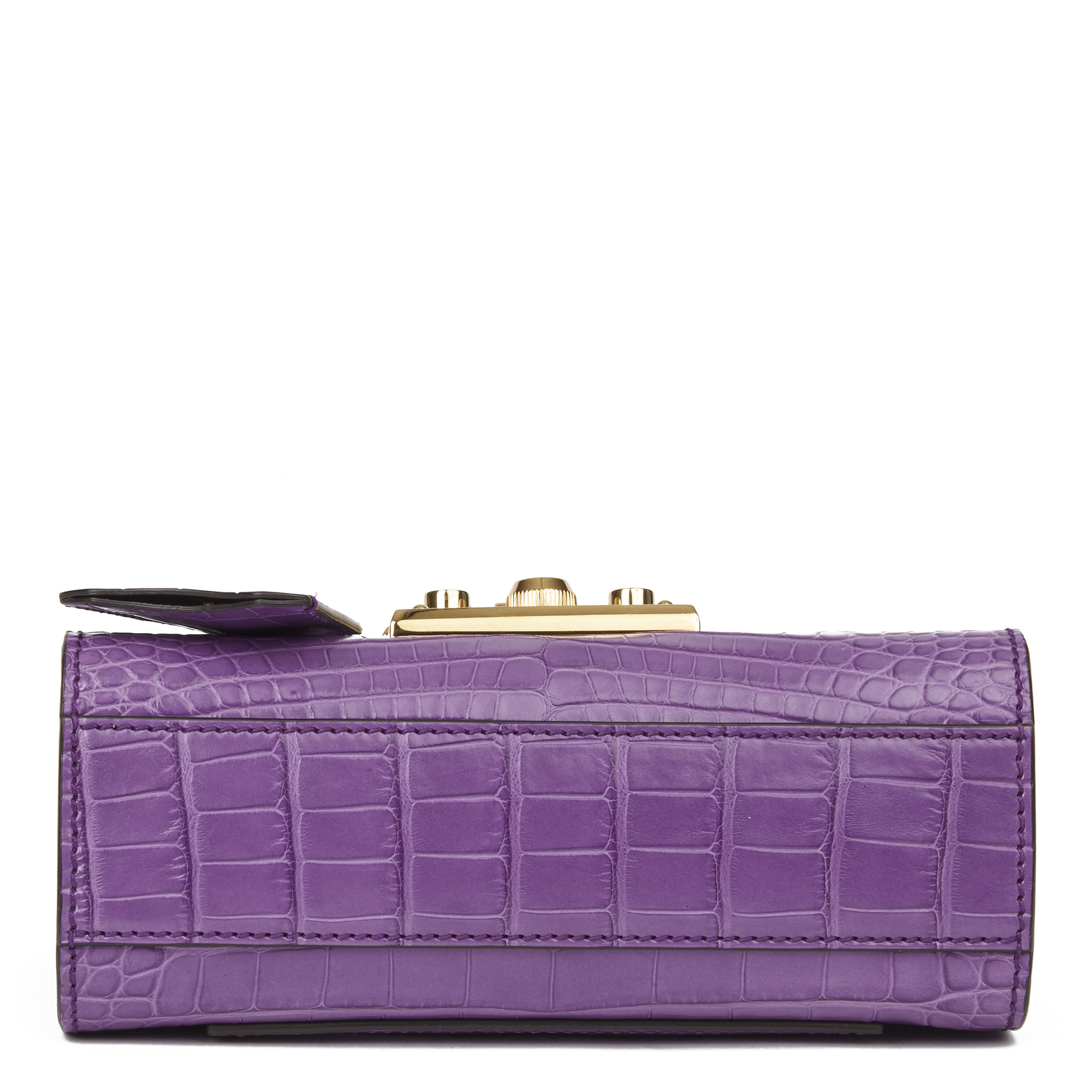 Gucci Violet Cyclamen Matte Alligator Leather Small Padlock Shoulder Bag - Image 9 of 12