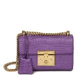 Gucci Violet Cyclamen Matte Alligator Leather Small Padlock Shoulder Bag