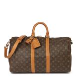 Louis Vuitton Brown Monogram Coated Canvas & Vachetta Leather Vintage Keepall 45 Bandoulière