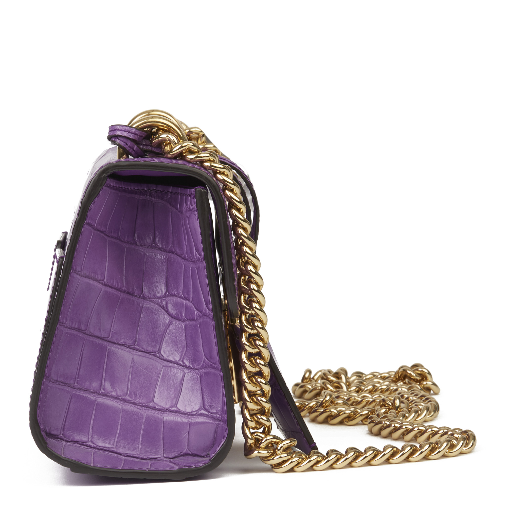 Gucci Violet Cyclamen Matte Alligator Leather Small Padlock Shoulder Bag - Image 12 of 12