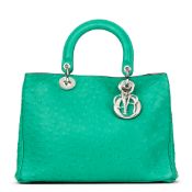 Christian Dior Emerald Ostrich Leather Diorissimo MM