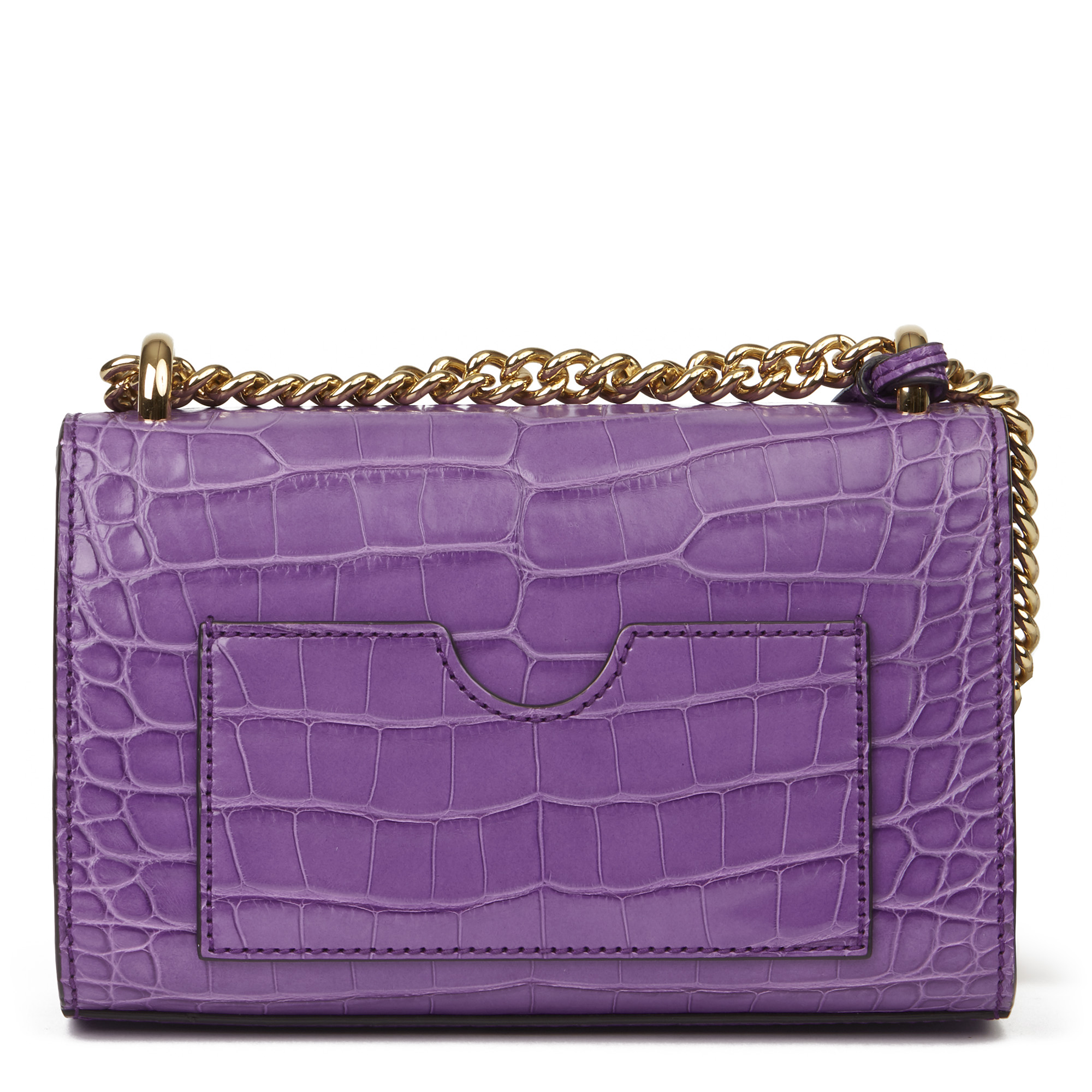 Gucci Violet Cyclamen Matte Alligator Leather Small Padlock Shoulder Bag - Image 10 of 12