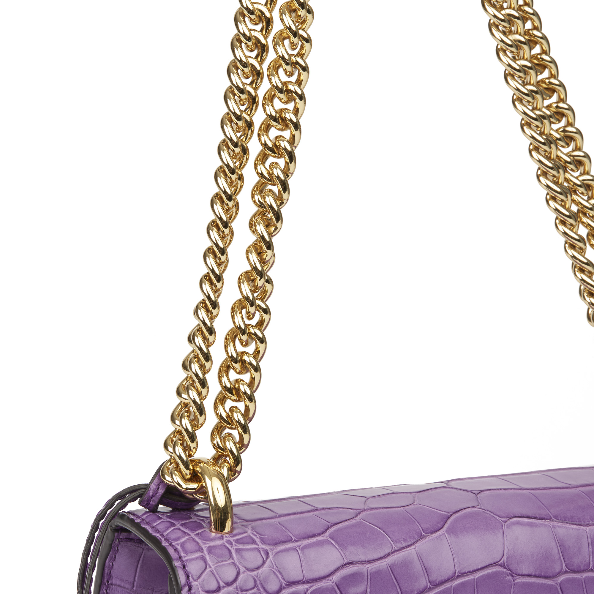 Gucci Violet Cyclamen Matte Alligator Leather Small Padlock Shoulder Bag - Image 7 of 12