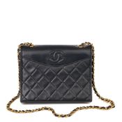 Chanel Navy Quilted Lambskin Vintage Timeless Single Flap Bag