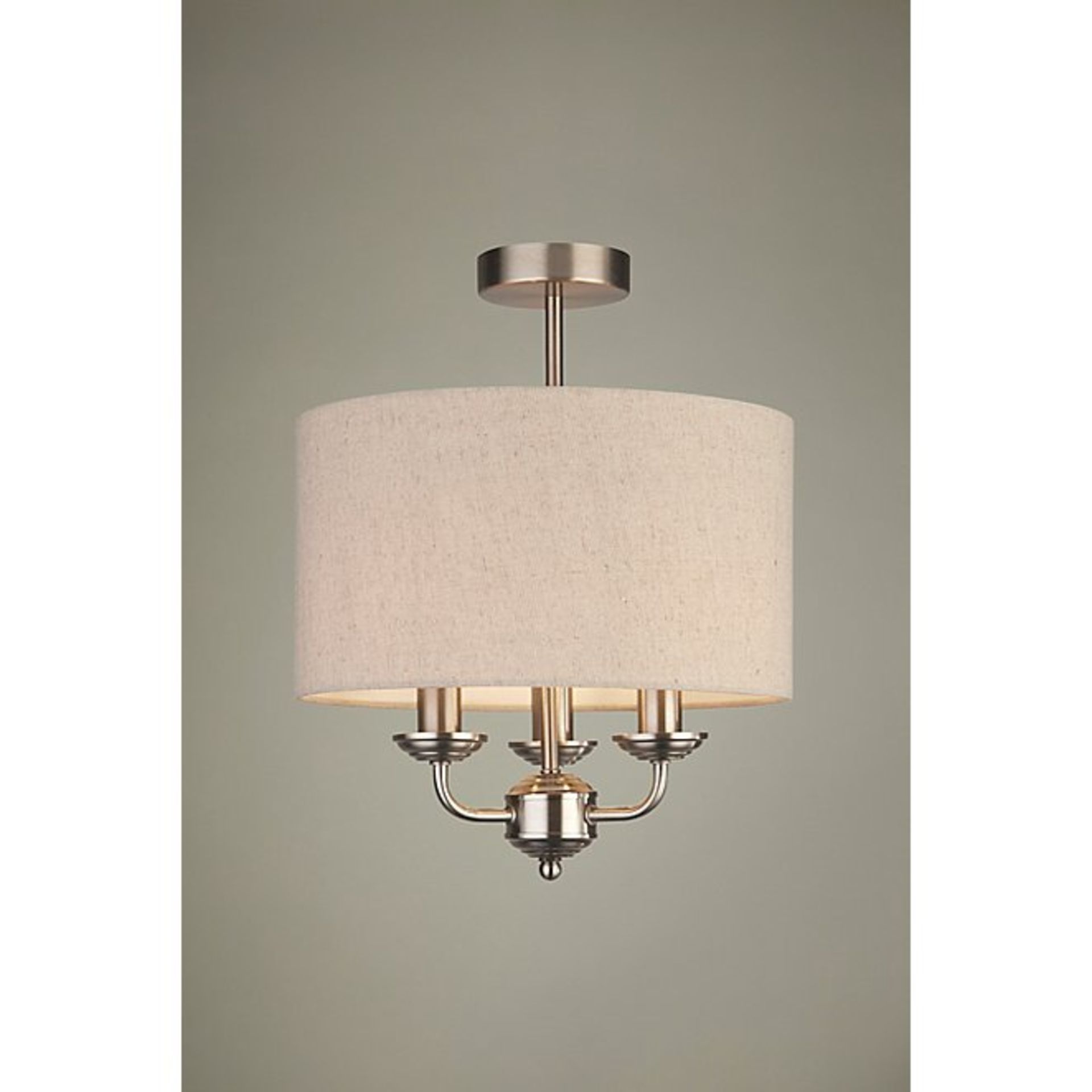(R15C) Lighting. 3 Items. 1 X Rattan Pot Lamp, 1 X Classic Ceiling Light & 1 X Green Velvet Table L - Image 2 of 4