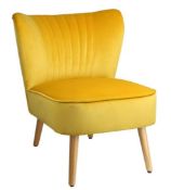 (R3E) Furniture. 1 X Occasional Chair Ochre. Velvet Fabric Cover. Rubberwood Legs. (H72xW60xD70cm)