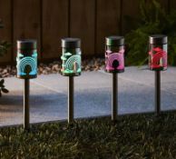 (R15B) Solar Lighting. 4 Items. 1 X (12 Pack) Glitter Solar Light Bee & Rainbow, 1 X Solar Decking