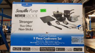 (R3A) Kitchen.1 X Scoville Pure Never Stick Toughened Aluminium 9 Piece Cookware Set