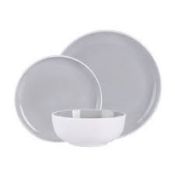(R2G) Household. 31 Items. 11 Piece Stoneware Grey Dinner Set & 10 Piece Stoneware White Simplicity