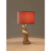 (R1B) Lighting. 2 X Resin Peacock Table Lamp (May Contain Undelivered / Wrong Item Sticker) New