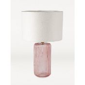 (R1I) Lighting. 4 X Ribbed Pink Glass Table Lamp (May Contain Undelivered / Wrong Item Sticker) New