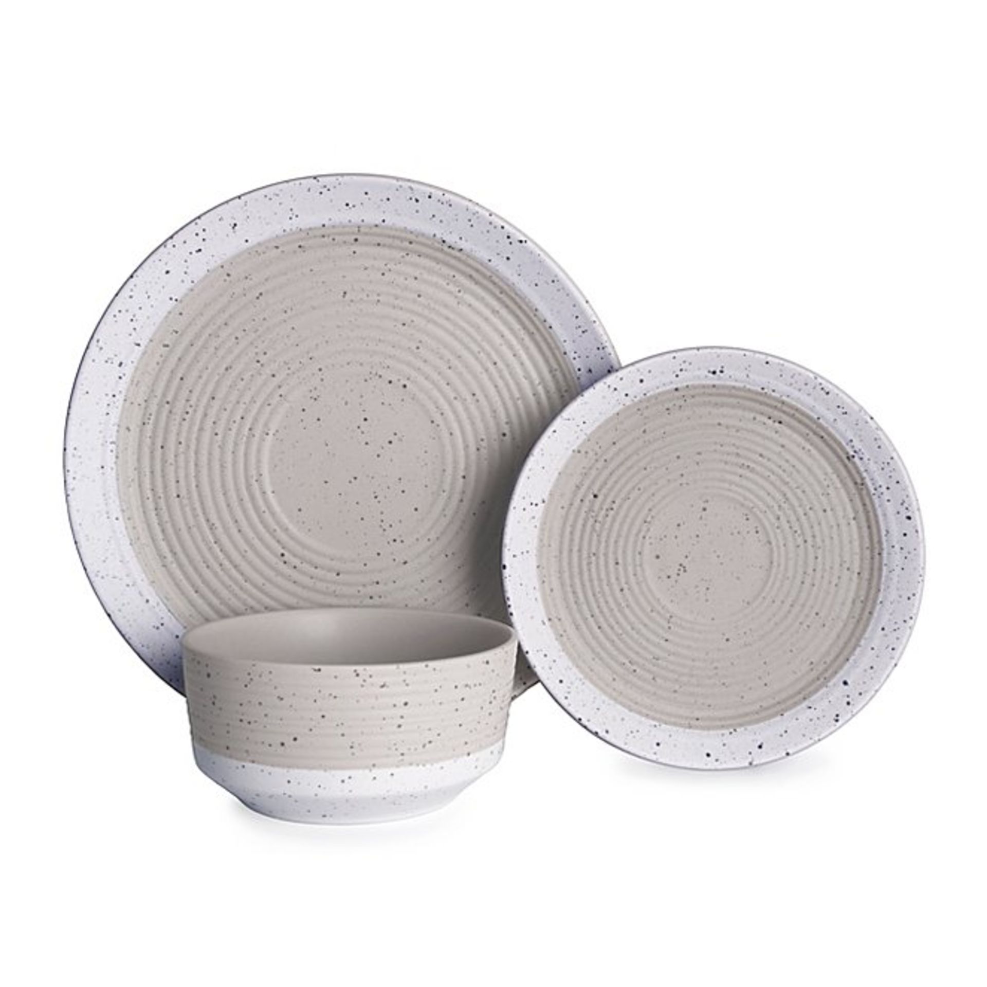 (R2E) Household. 1 X Stoneware Natural Speckle 11 Piece Dinner Set