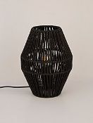 (R15B) Lighting. 4 Items. 2 X Black Rattan Pot Lamp, 1 X Rattan Table Lamp With Shade (No Box) & 1