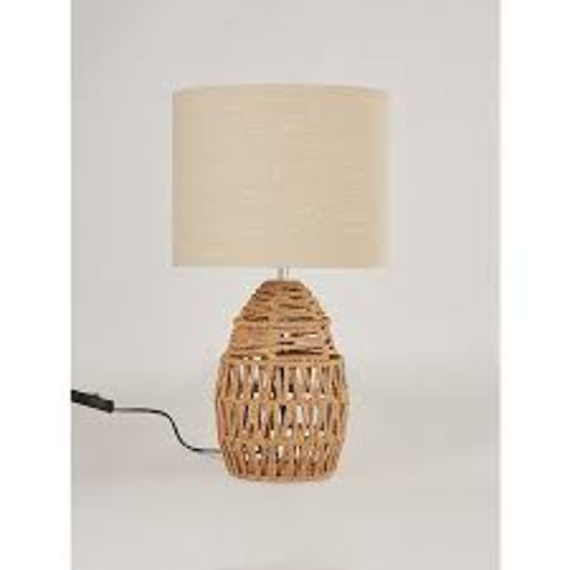 (R15B) Lighting. 4 Items. 2 X Black Rattan Pot Lamp, 1 X Rattan Table Lamp With Shade (No Box) & 1 - Image 2 of 3