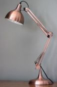 (R15B) Lighting. 2 X Copper Dome Angled Desk Lamp (New – No Box) (May Have Undelivered / Wrong Item