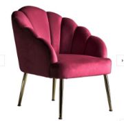 (R3H) Furniture. 1 X Sophia Occasional Chair Cerise. Velvet Cover With Rubberwood Legs(H77xW64xD71c